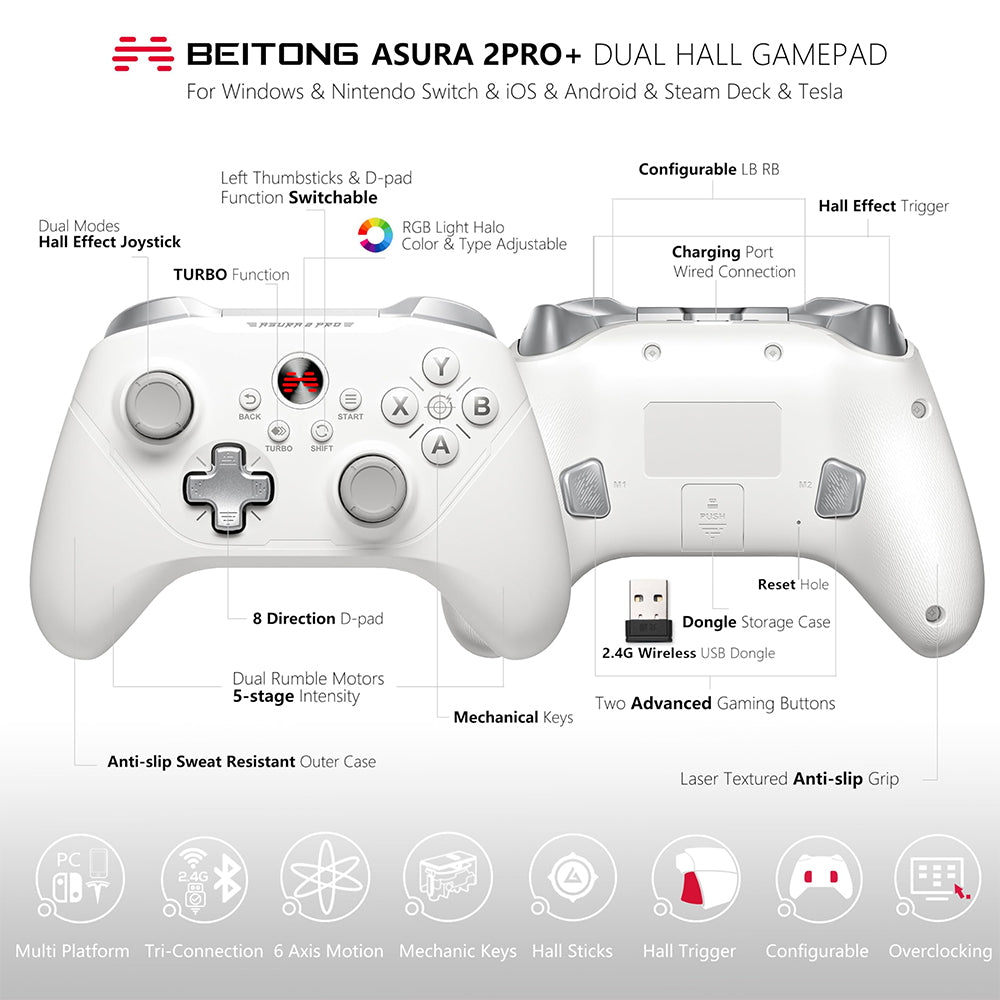 BEITONG Asura 2 Pro Plus Wireless Controller Gamepad White