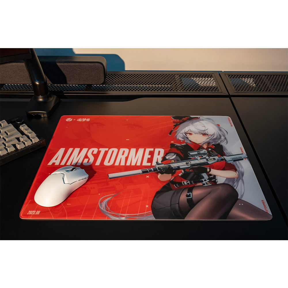 Dream Gamer Float Glass Mousepad AIMSTORMER Red【他商品との同梱不可】