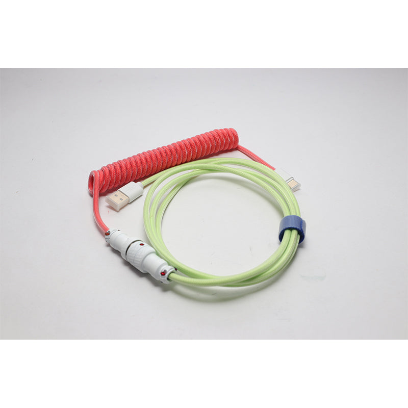 Ducky Premicord Custom Coiled USB Cable Strawberry Frog