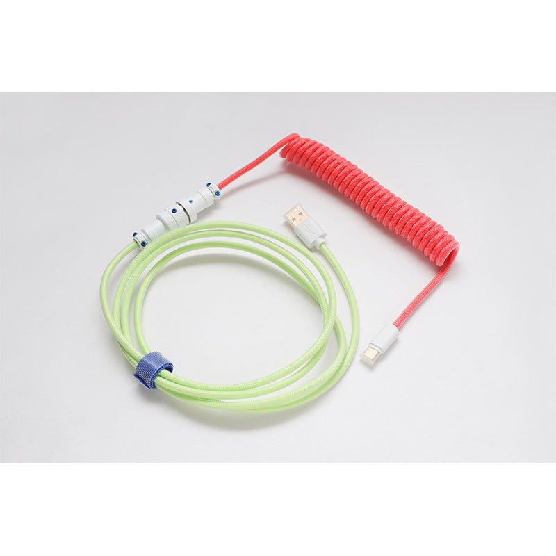 Ducky Premicord Custom Coiled USB Cable Strawberry Frog