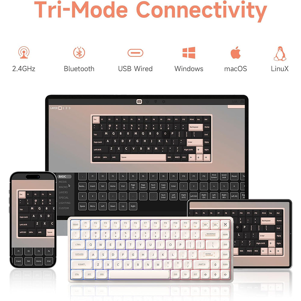 iQunix Magi75 Aluminum Low Profile Mechanical Keyboard Ochre White