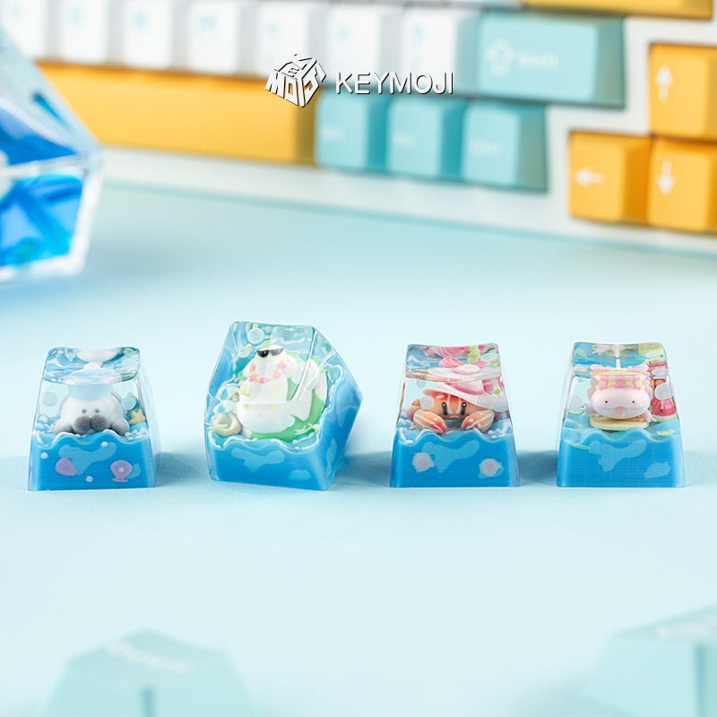 KEYMOJI Pool Party Artisan Keycap for Cherry MX Switches Cozy Duck