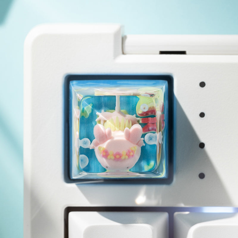 KEYMOJI Pool Party Artisan Keycap for Cherry MX Switches Chill Salamander