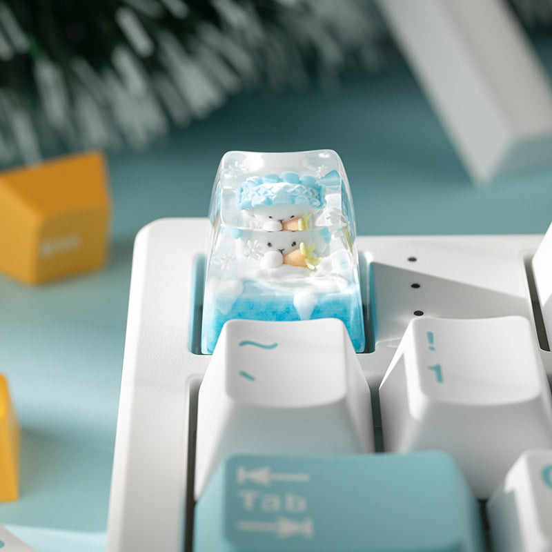 KEYMOJI Snow World Artisan Keycap for Cherry MX Switches Snowy Bunny