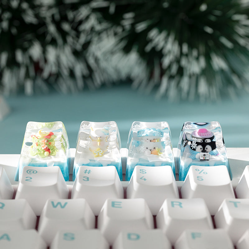 KEYMOJI Snow World Artisan Keycap for Cherry MX Switches Christmas Gift