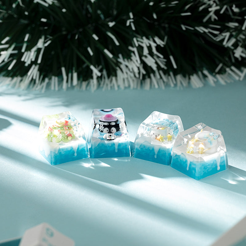 KEYMOJI Snow World Artisan Keycap for Cherry MX Switches Hugging Snowman