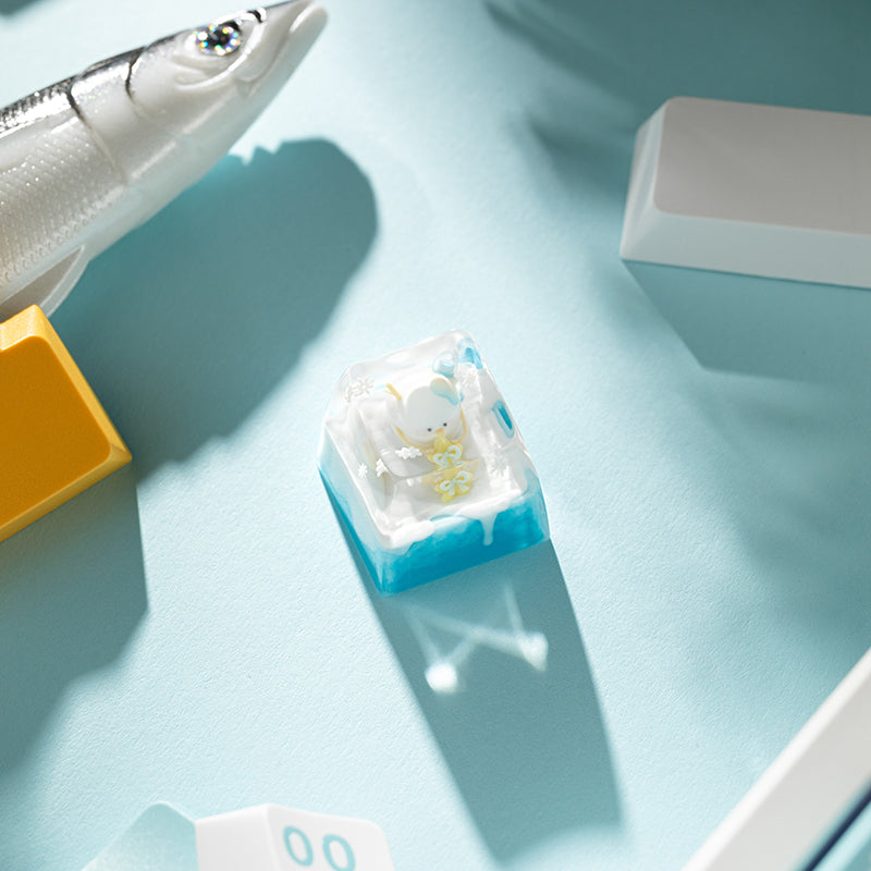 KEYMOJI Snow World Artisan Keycap for Cherry MX Switches Hugging Snowman