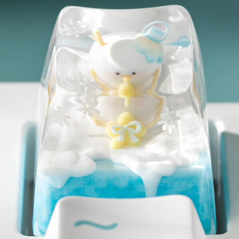 KEYMOJI Snow World Artisan Keycap for Cherry MX Switches Hugging Snowman