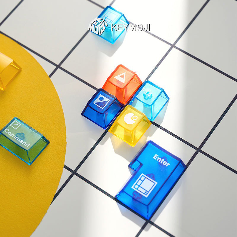 KEYMOJI Mondrian Geometric Figure Clear Keycap Set