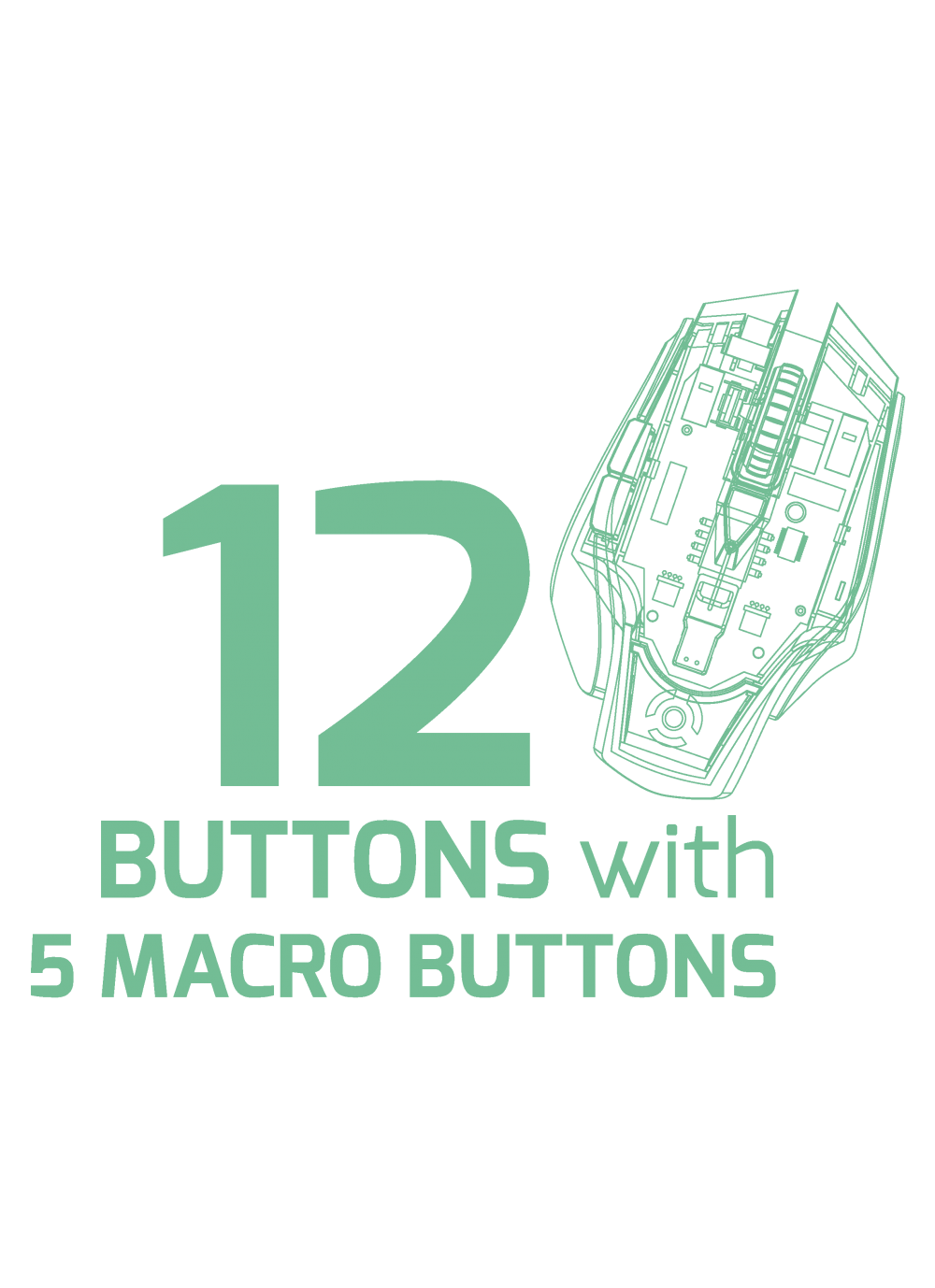 GAMING MOUSE AROKH X-3 - 12 BUTTONS 8200 DPI - GN