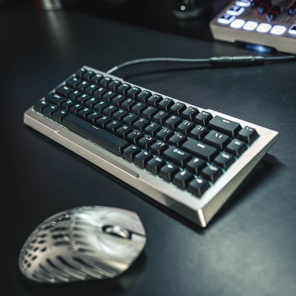 Pwnage Zenblade 65 CNC Mechanical Keyboard Shine through PBT keycaps Platinum