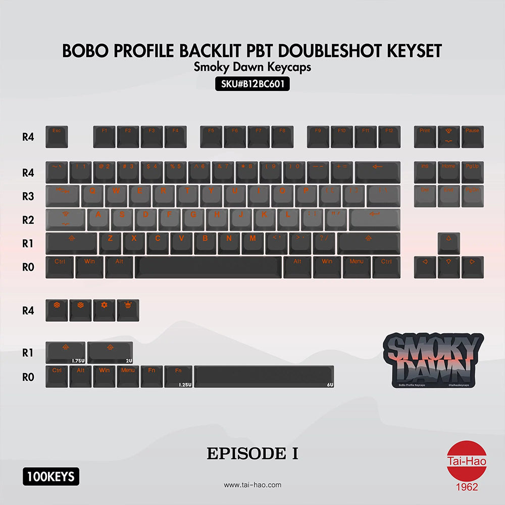 Tai-Hao BOBO Profile Backlit PBT Doubleshot Keycap Set Smoky Dawn