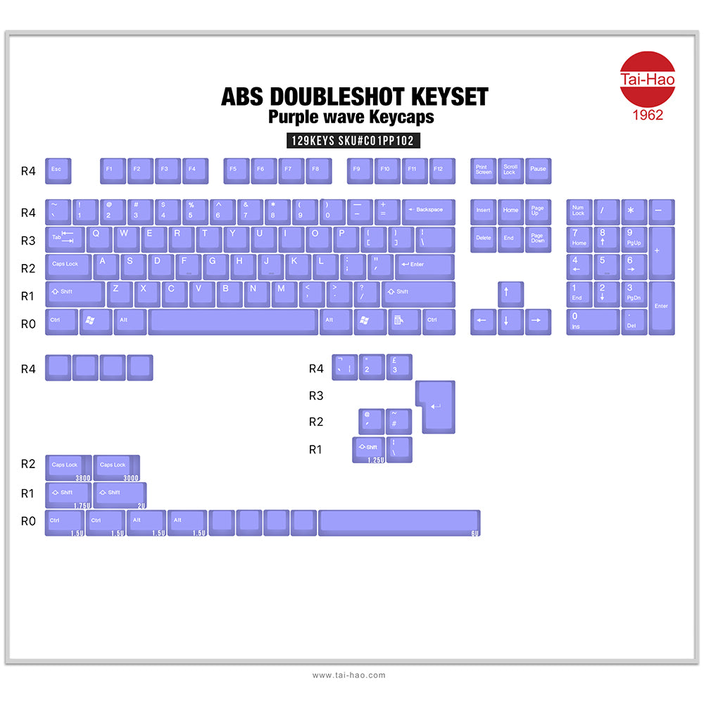 Tai-Hao Purple Wave ABS Double shot Keycap set