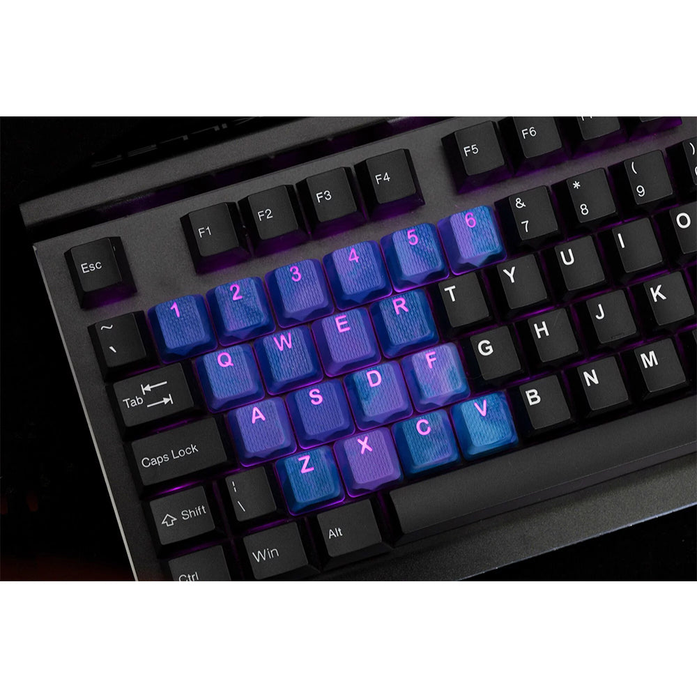 Tai-Hao Rubberized Gaming Keycap Mark II - 23keys Dark Purple & Blue Camo