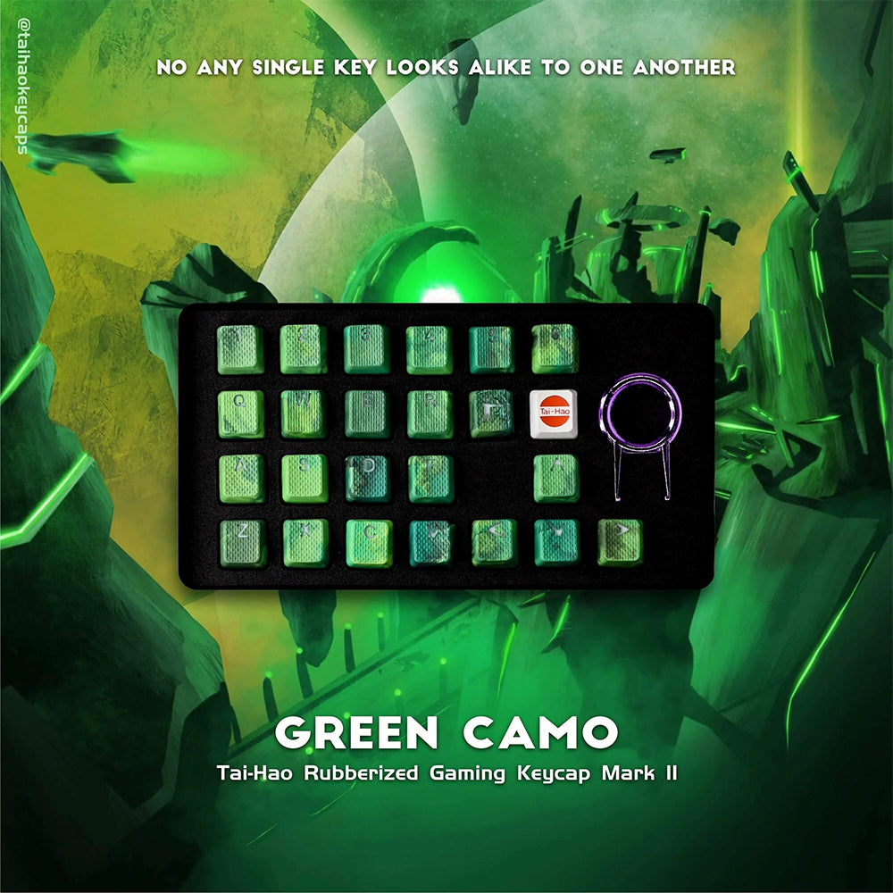 Tai-Hao Rubberized Gaming Keycap Mark II - 23keys Green Camo