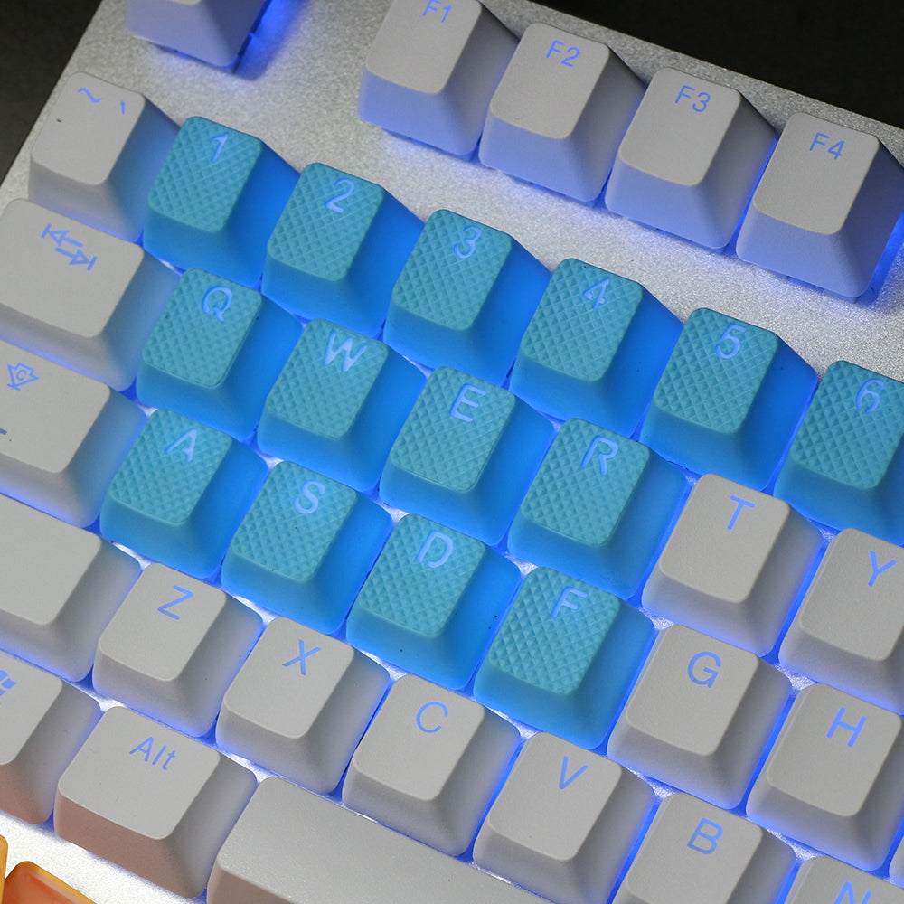 Tai-Hao Rubber Gaming Backlit Keycaps-18 keys/8 keys Neon blue