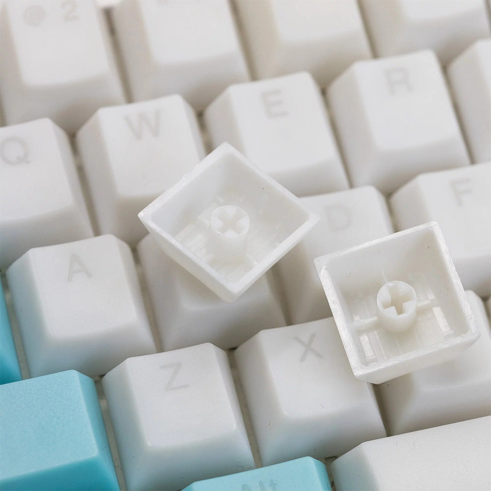Tai-Hao Translucent Cubic Profile ABS backlit keycap set NATA DE COCO Blue White
