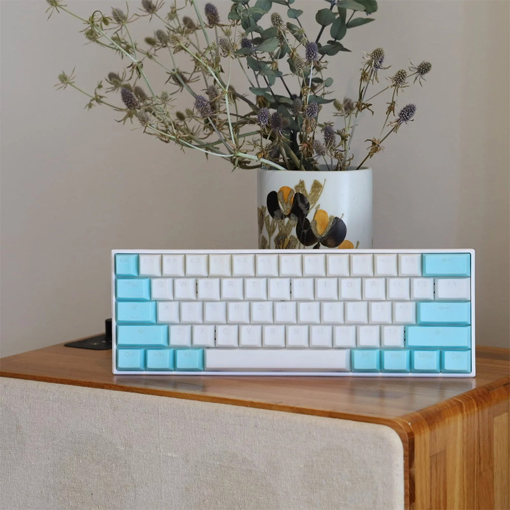Tai-Hao Translucent Cubic Profile ABS backlit keycap set NATA DE COCO Blue White