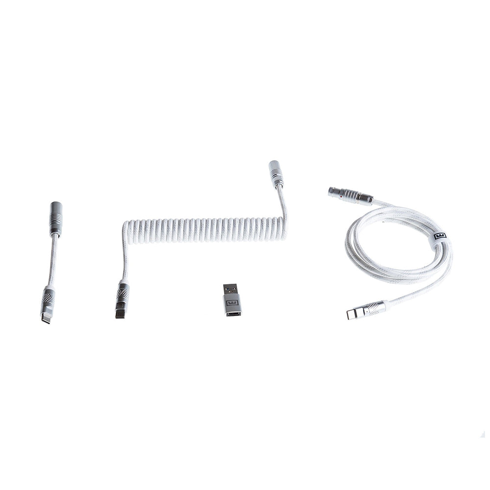 Wooting Detachable USB-C Coiled & Straight Cable Set Just White