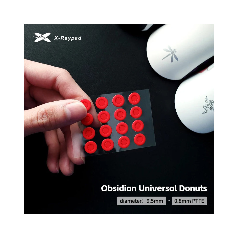 X-raypad Obsidian Control Mouse Skates Universal 0.8mm PTFE Donuts (32-Pack)