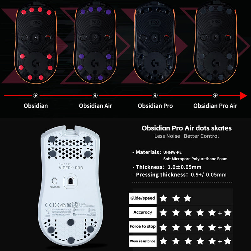 X-raypad Obsidian PRO Air UPE Universal Dot Mouse Skates (40 pieces)