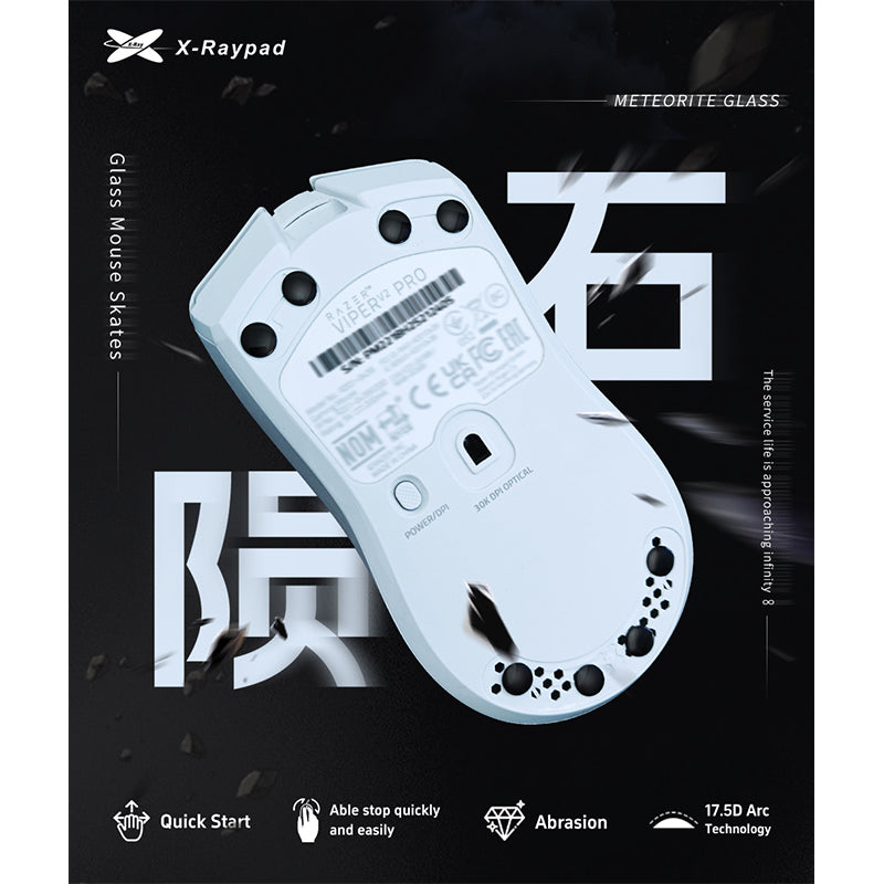 X-raypad Meteorite Glass Mouse Skates Universal DIY Dots Black 8pcs