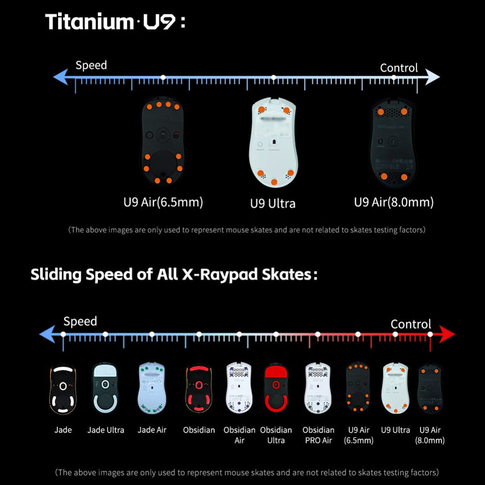 X-raypad Titanium U9 Air Universal Dot Premium Gaming Mouse Skates (40-pack)