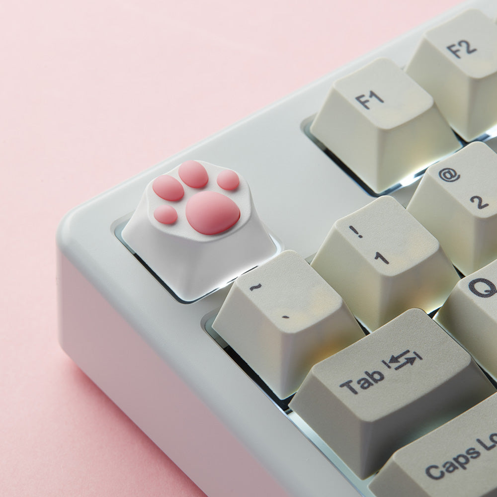 ZOMO PLUS ABS Kitty Paw Keycap White Pink for Cherry MX Switches
