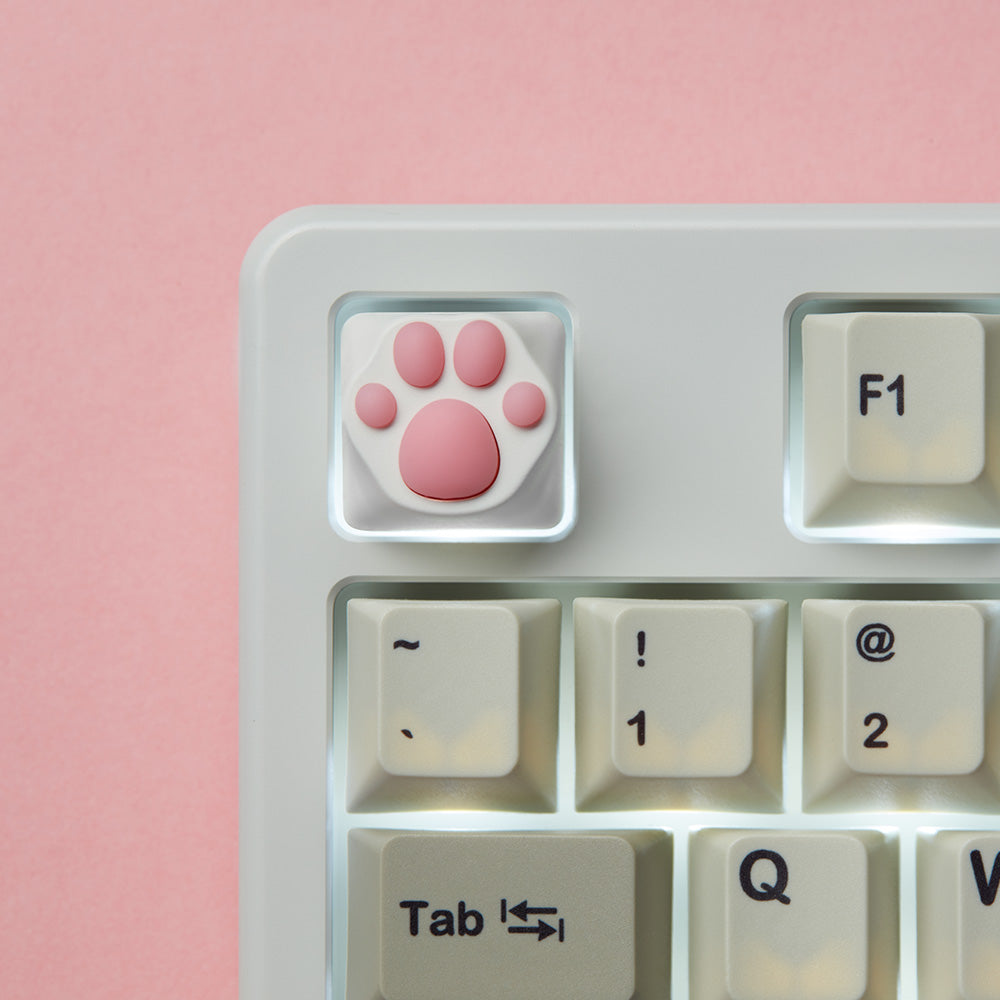 ZOMO PLUS ABS Kitty Paw Keycap White Pink for Cherry MX Switches