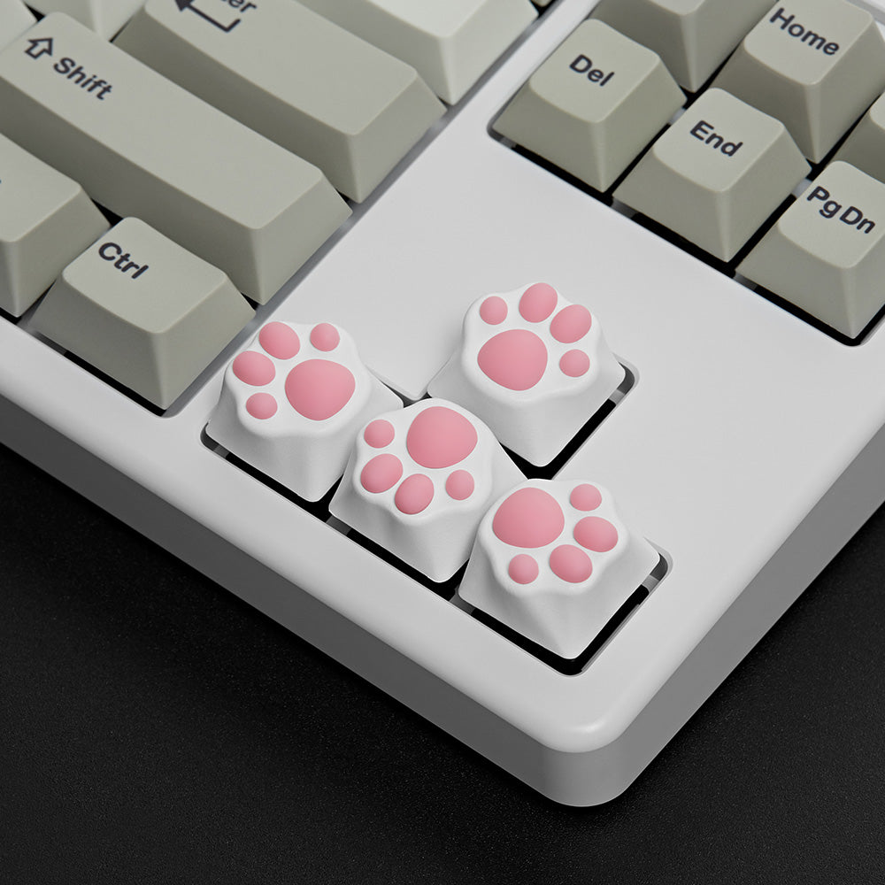ZOMO PLUS ABS Kitty Paw Keycap White Pink for Cherry MX Switches