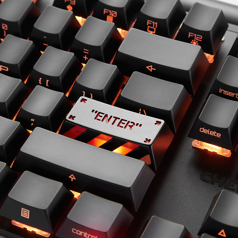 HolyOOPS x ZOMOPLUS CYBER PUNK Aluminum ENTER keycap Black Orange