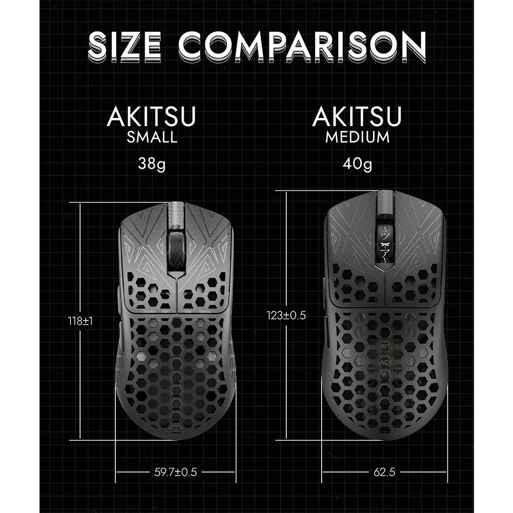 Arbiter Studio AKITSU MEDIUM 40g Carbon Fiber 8K Wireless Gaming Mouse Black
