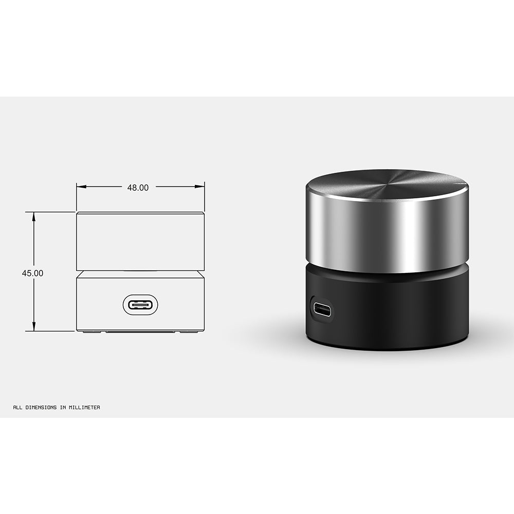 Binepad BNR1-V2 CNC Aluminum PC Knob Silver Knob Black Bottom