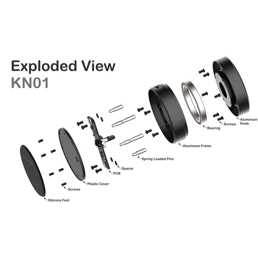 Binepad Neo Knob KN01 CNC Aluminum PC Knob Black Knob Black Bottom