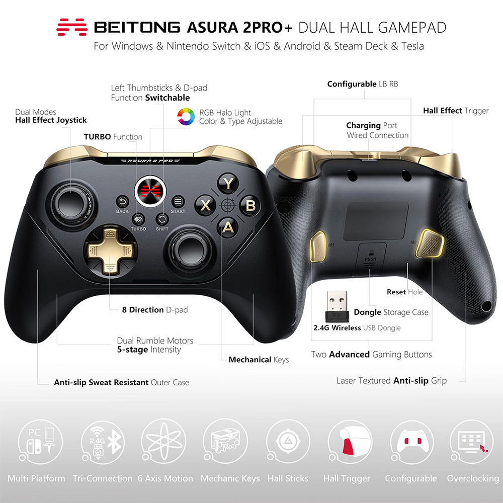 BEITONG Asura 2 Pro Plus Wireless Controller Gamepad Black