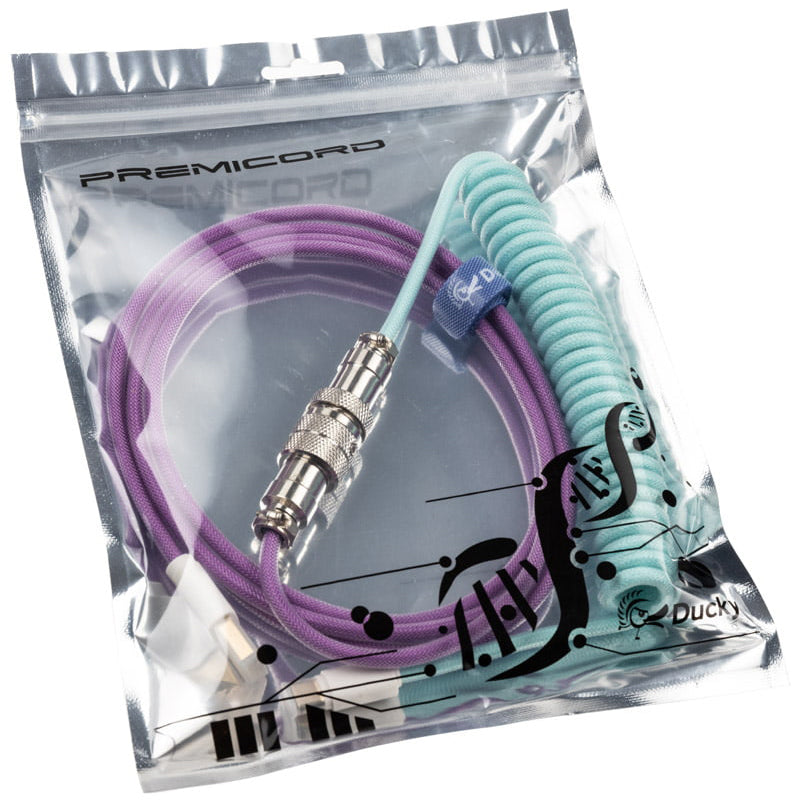Ducky Premicord Custom Coiled USB Cable Frozen Llama