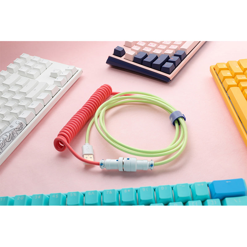 Ducky Premicord Custom Coiled USB Cable Strawberry Frog