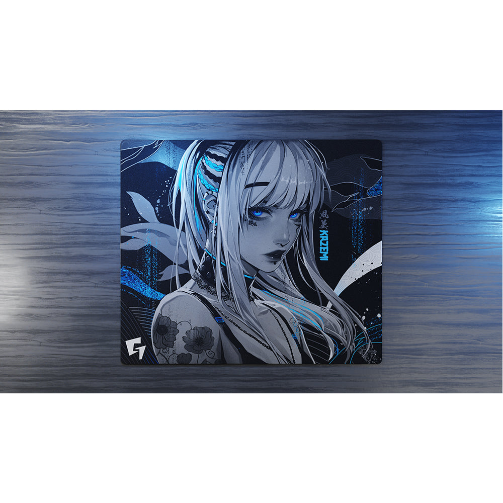 GLSSWRKS(グラスワークス) Kazemi プレミアムガラスマウスパッド Blue