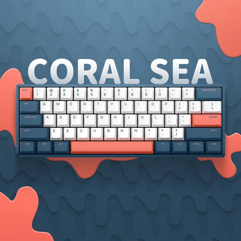 iQunix F60 60% Hot-swappable Mechanical Keyboard Coral Sea