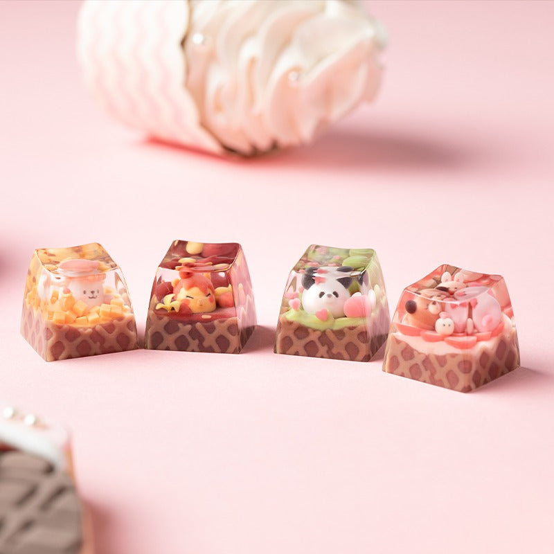 KEYMOJI Animal Ice Cream Artisan Keycap for Cherry MX Switches Strawberry