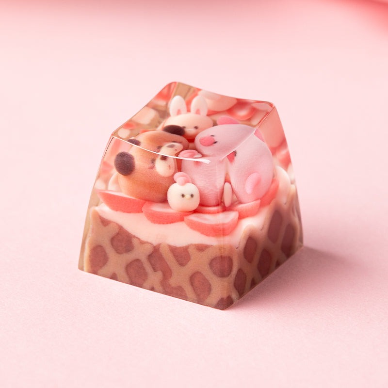 KEYMOJI Animal Ice Cream Artisan Keycap for Cherry MX Switches Strawberry