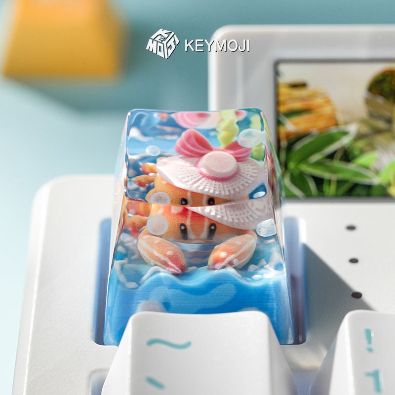 KEYMOJI Pool Party Artisan Keycap for Cherry MX Switches Miss Crab