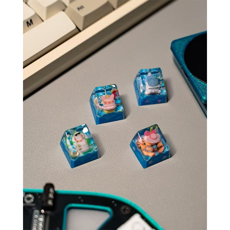 KEYMOJI Pool Party Artisan Keycap for Cherry MX Switches Cozy Duck