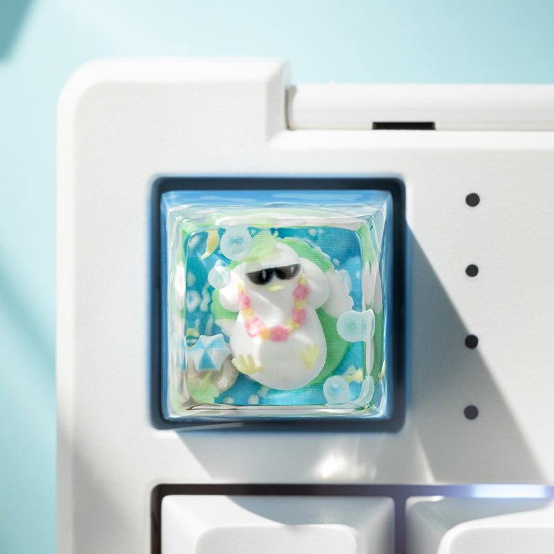 KEYMOJI Pool Party Artisan Keycap for Cherry MX Switches Cozy Duck