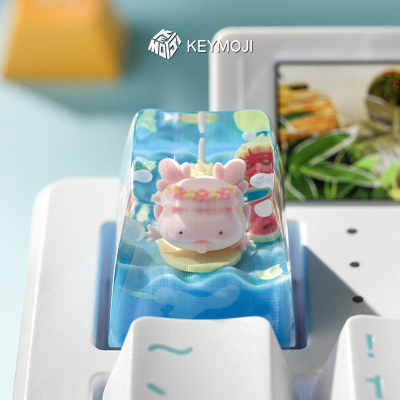 KEYMOJI Pool Party Artisan Keycap for Cherry MX Switches Chill Salamander