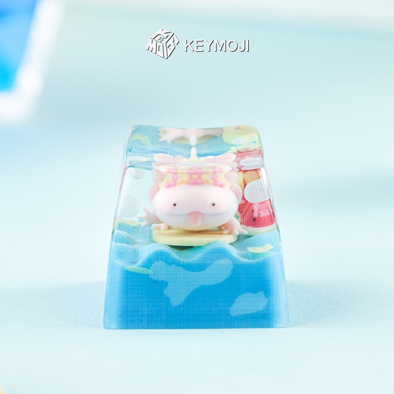 KEYMOJI Pool Party Artisan Keycap for Cherry MX Switches Chill Salamander