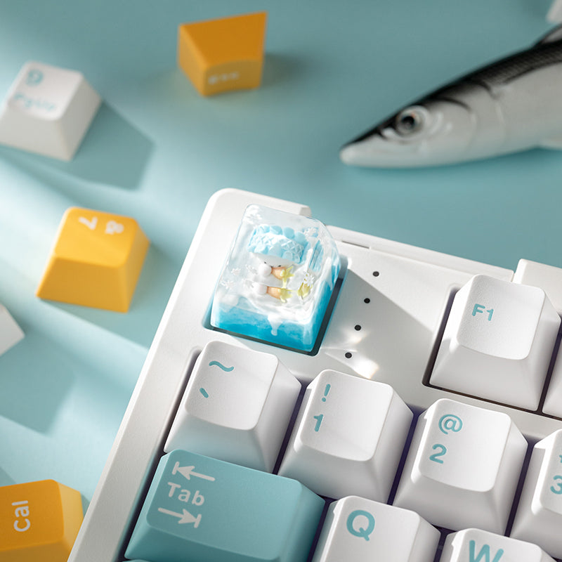 KEYMOJI Snow World Artisan Keycap for Cherry MX Switches Snowy Bunny