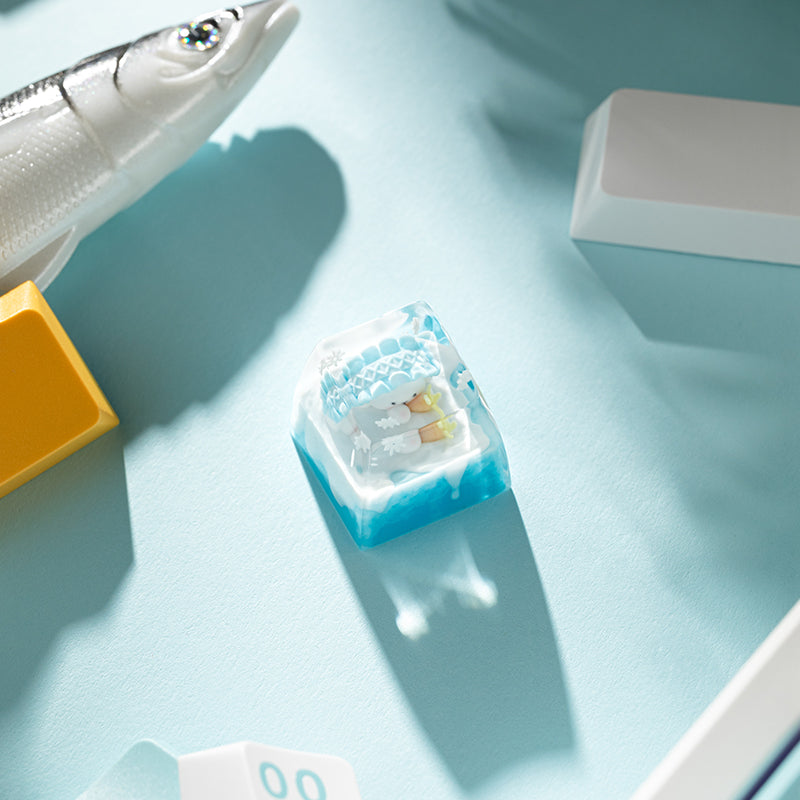 KEYMOJI Snow World Artisan Keycap for Cherry MX Switches Snowy Bunny