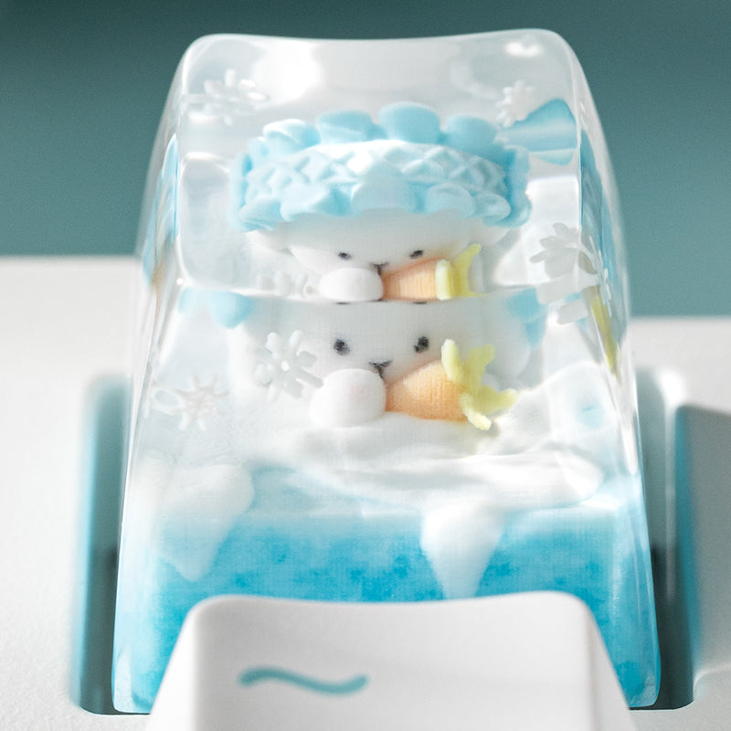 KEYMOJI Snow World Artisan Keycap for Cherry MX Switches Snowy Bunny