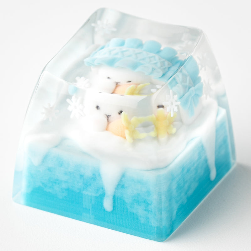 KEYMOJI Snow World Artisan Keycap for Cherry MX Switches Snowy Bunny